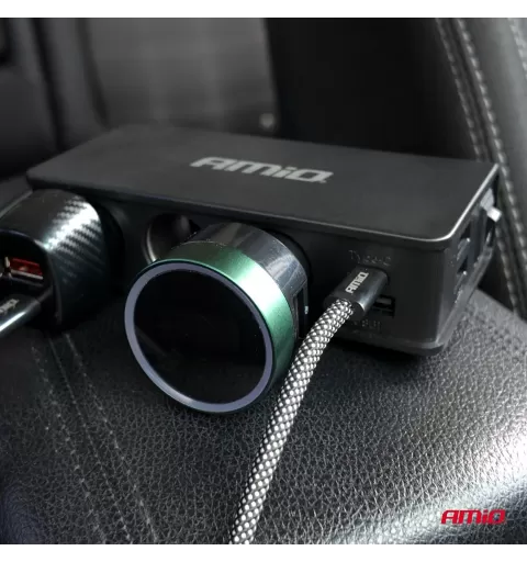 Prailgintuvo lizdas su įkrovikliu 3xUSB-A USB-C QC 3.0 PD 3.0, 148W AMIO-04836