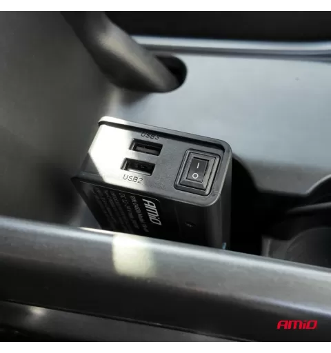 Prailgintuvo lizdas su įkrovikliu 3xUSB-A USB-C QC 3.0 PD 3.0, 148W AMIO-04836