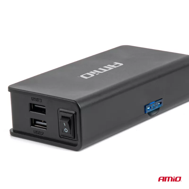 Prailgintuvo lizdas su įkrovikliu 3xUSB-A USB-C QC 3.0 PD 3.0, 148W AMIO-04836