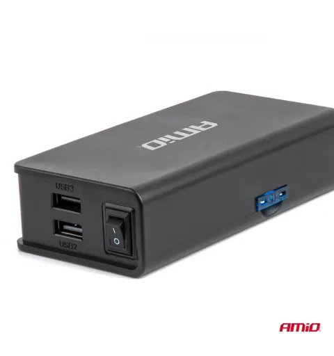 Prailgintuvo lizdas su įkrovikliu 3xUSB-A USB-C QC 3.0 PD 3.0, 148W AMIO-04836