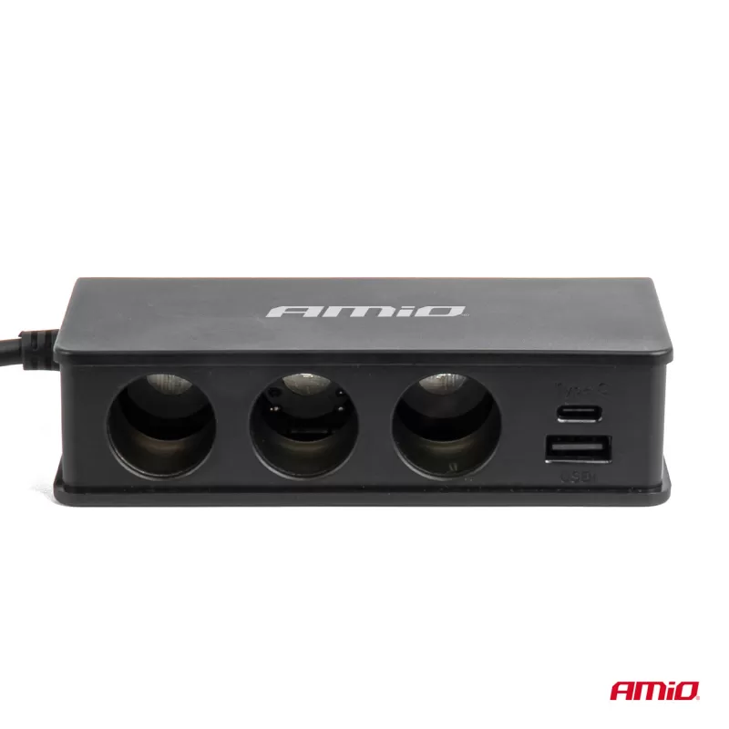 Prailgintuvo lizdas su įkrovikliu 3xUSB-A USB-C QC 3.0 PD 3.0, 148W AMIO-04836
