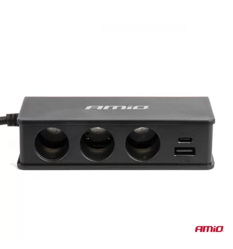Prailgintuvo lizdas su įkrovikliu 3xUSB-A USB-C QC 3.0 PD 3.0, 148W AMIO-04836