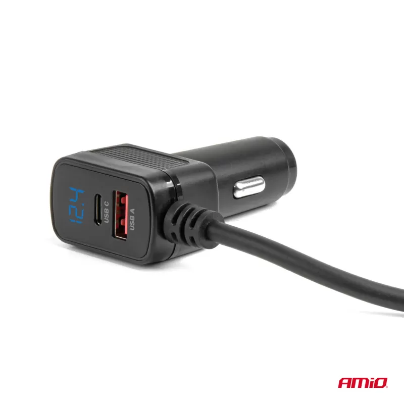 Prailgintuvo lizdas su įkrovikliu 3xUSB-A USB-C QC 3.0 PD 3.0, 148W AMIO-04836