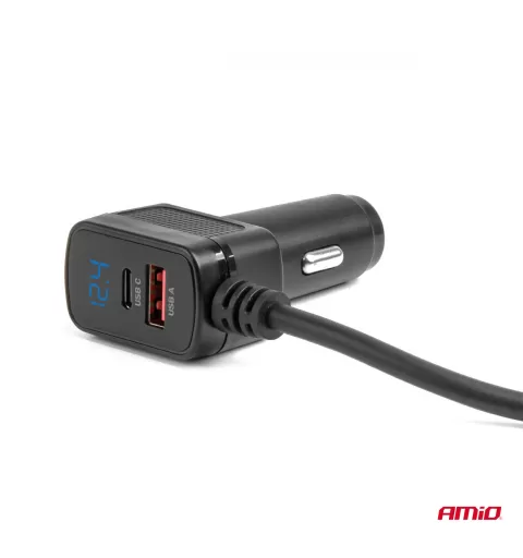 Prailgintuvo lizdas su įkrovikliu 3xUSB-A USB-C QC 3.0 PD 3.0, 148W AMIO-04836