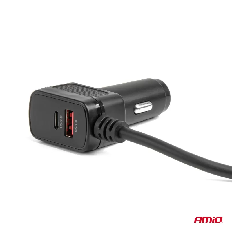 Prailgintuvo lizdas su įkrovikliu 4xUSB-A QC3.0 PD 3.0, 180 W AMIO-04835