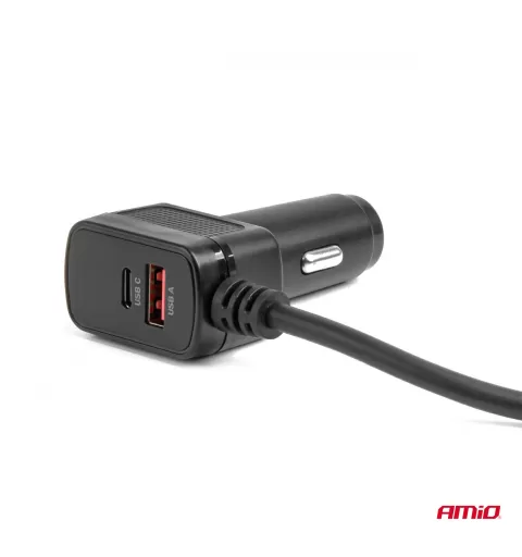 Prailgintuvo lizdas su įkrovikliu 4xUSB-A QC3.0 PD 3.0, 180 W AMIO-04835