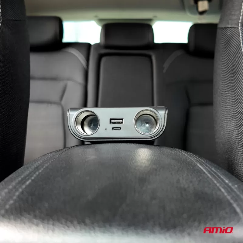 Prailgintuvo lizdas su įkrovikliu USB-C USB-A QC3.0 PD3.0, 120W AMIO-04837