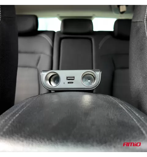 Prailgintuvo lizdas su įkrovikliu USB-C USB-A QC3.0 PD3.0, 120W AMIO-04837