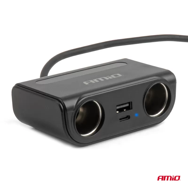 Prailgintuvo lizdas su įkrovikliu USB-C USB-A QC3.0 PD3.0, 120W AMIO-04837