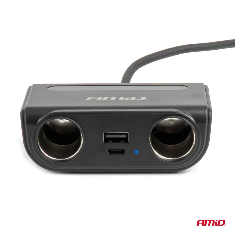 Prailgintuvo lizdas su įkrovikliu USB-C USB-A QC3.0 PD3.0, 120W AMIO-04837