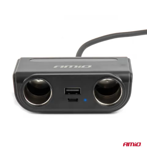 Prailgintuvo lizdas su įkrovikliu USB-C USB-A QC3.0 PD3.0, 120W AMIO-04837