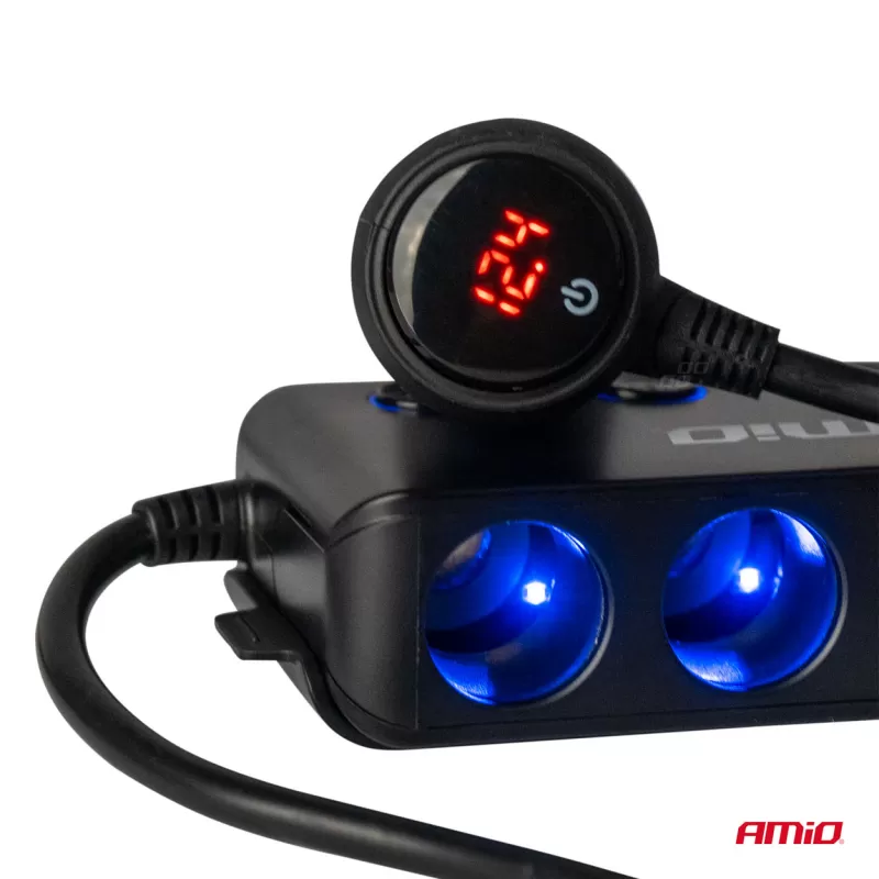 Prailgintuvo lizdas su voltmetru AMIO-03781