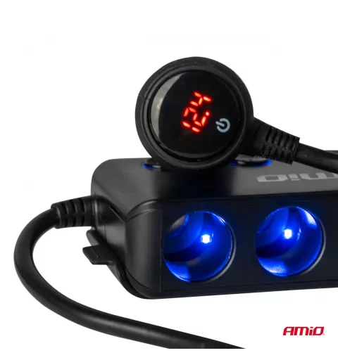 Prailgintuvo lizdas su voltmetru AMIO-03781