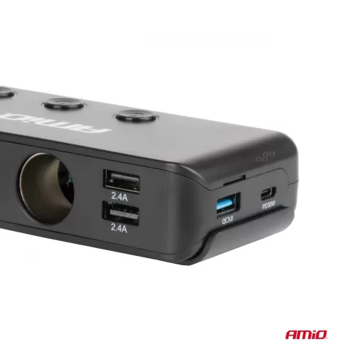 Prailgintuvo lizdas su voltmetru AMIO-03781