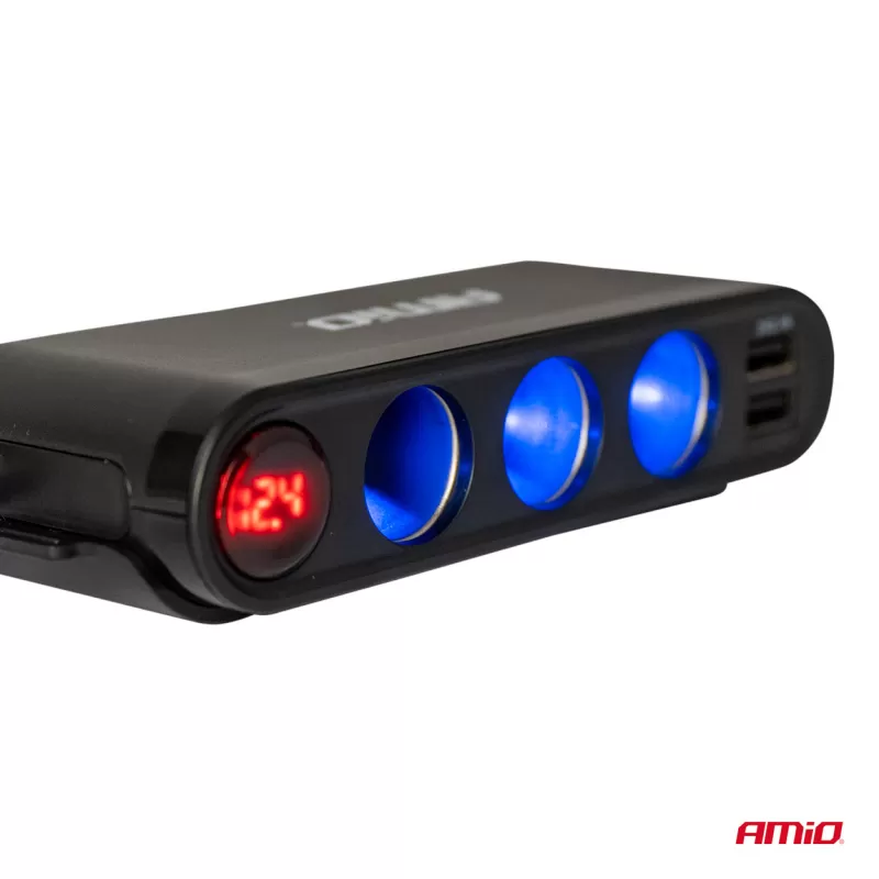 Prailgintuvo lizdas su voltmetru AMIO-03782