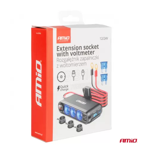 Prailgintuvo lizdas su voltmetru AMIO-03782