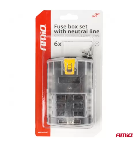 Saugiklių dėžutės rinkinys su neutralia linija, 6 lizdai, AMIO-03833