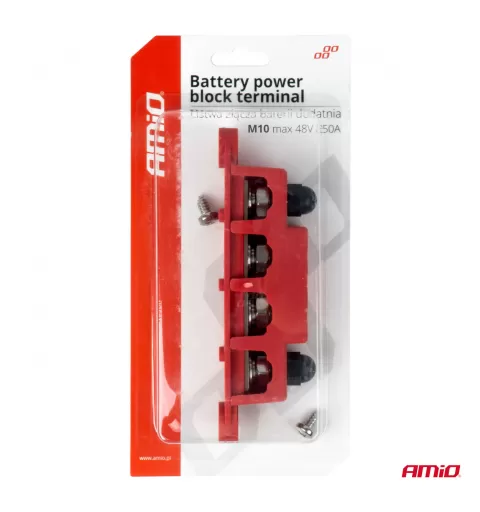 Masės paskirstymo blokas su plius šyna M10 12V - 48V 250A AMIO-03812