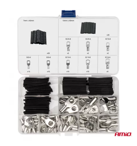 Termosusitraukiančios laidų jungtys ir vamzdeliai, 140 vnt., AMIO-04122