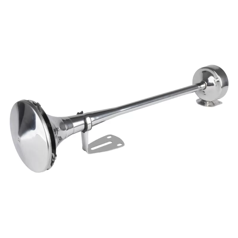 Fanfarinis garso signalas, chromuotas, 520mm, 12V 24V, HighTone, AMIO-04077