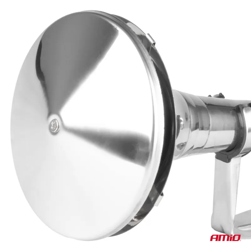 Fanfarinis garso signalas, chromuotas, 520mm, 12V 24V, HighTone, AMIO-04077