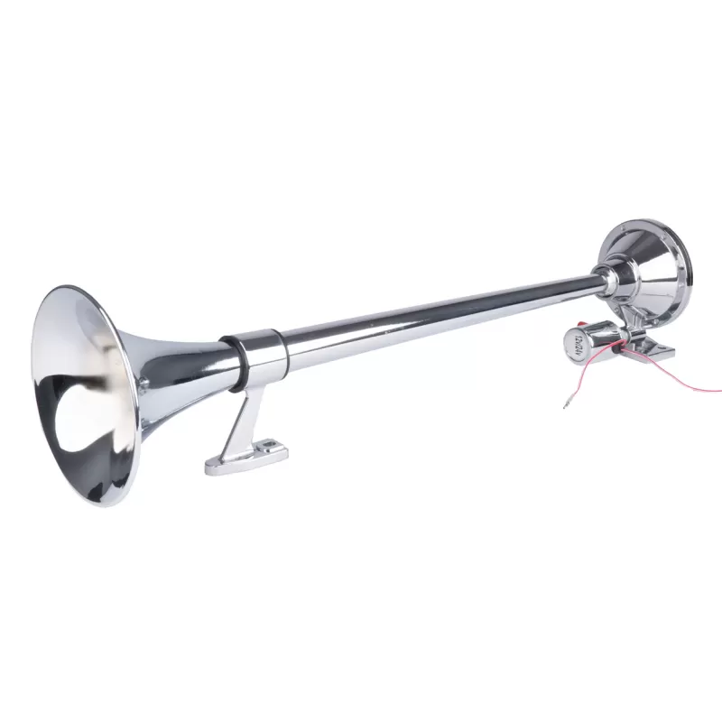 Fanfarinis garso signalas, chromuotas, 640mm, 12V 24V, AMIO-04076