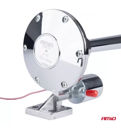 Fanfarinis garso signalas, chromuotas, 640mm, 12V 24V, AMIO-04076