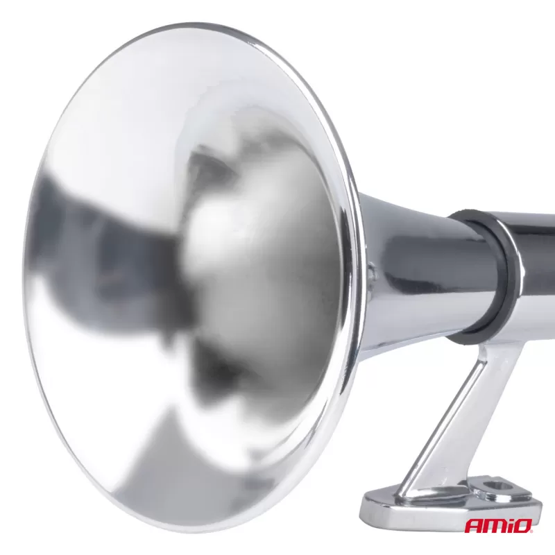 Fanfarinis garso signalas, chromuotas, 640mm, 12V 24V, AMIO-04076