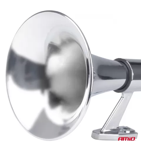 Fanfarinis garso signalas, chromuotas, 640mm, 12V 24V, AMIO-04076