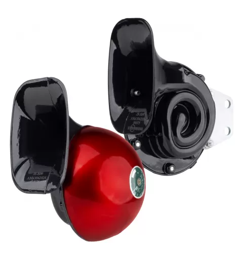 Garso signalų rinkinys, 2 vnt., raudonas, 125mm, 12V, AMIO-04075