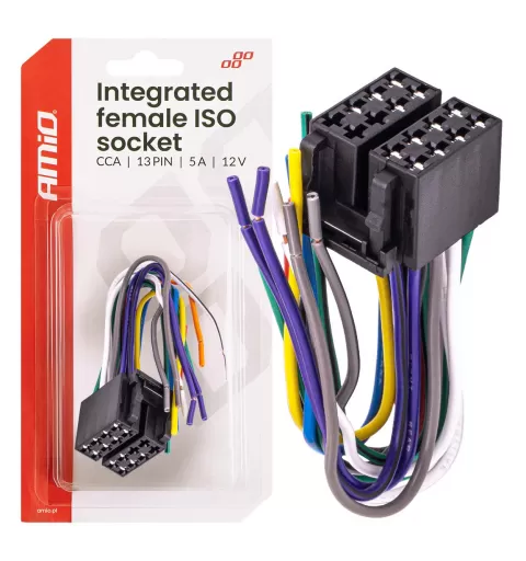 Integruotas moteriško tipo ISO lizdas ISO CCA 13 kontaktų 5A 12V AMIO-04441