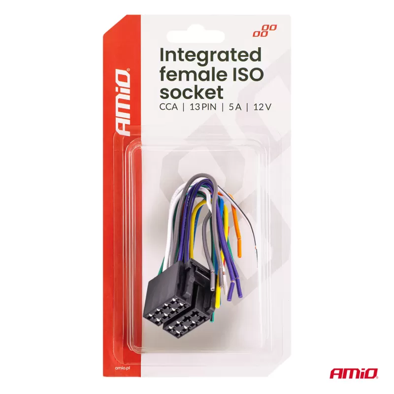 Integruotas moteriško tipo ISO lizdas ISO CCA 13 kontaktų 5A 12V AMIO-04441