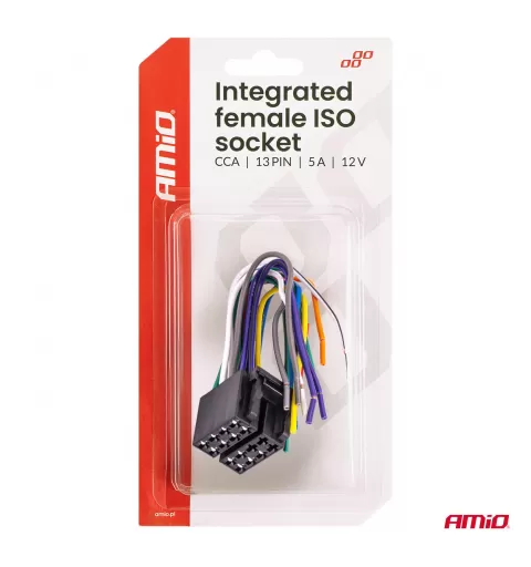 Integruotas moteriško tipo ISO lizdas ISO CCA 13 kontaktų 5A 12V AMIO-04441