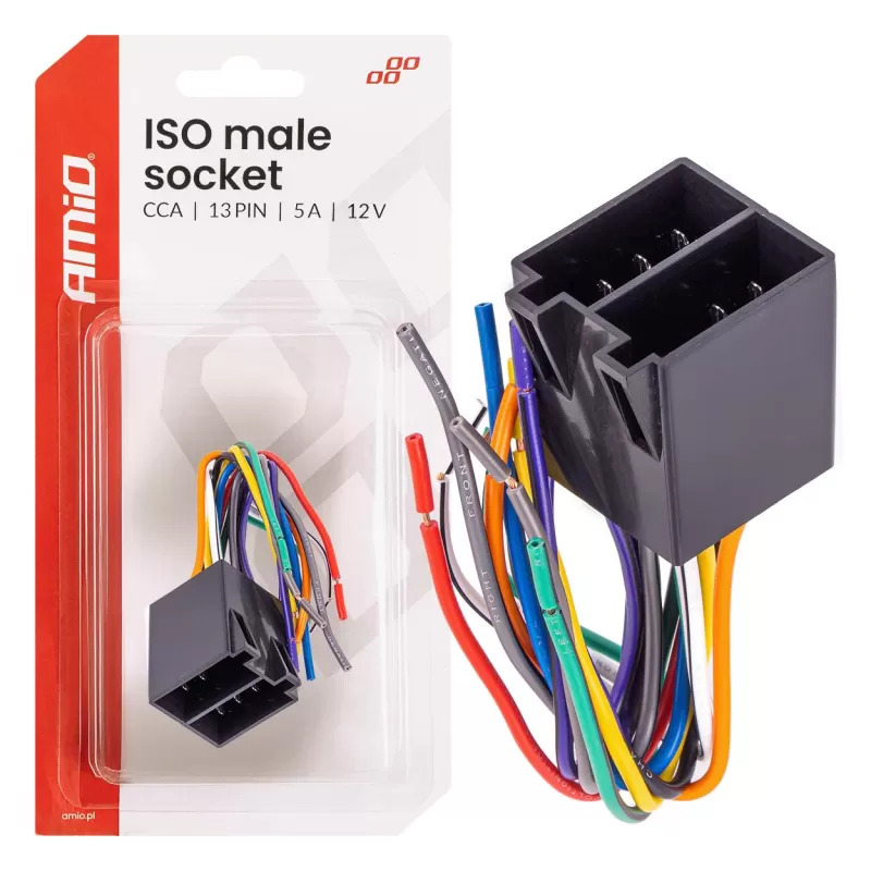 ISO vyriško tipo lizdas ISO CCA 13 kontaktų 5A 12V AMIO-04445