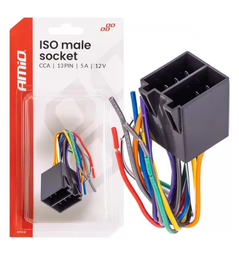 ISO vyriško tipo lizdas ISO CCA 13 kontaktų 5A 12V AMIO-04445