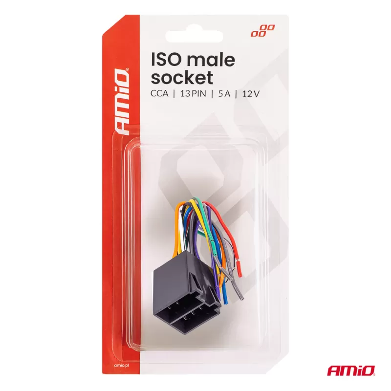 ISO vyriško tipo lizdas ISO CCA 13 kontaktų 5A 12V AMIO-04445