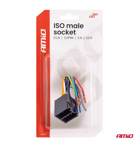 ISO vyriško tipo lizdas ISO CCA 13 kontaktų 5A 12V AMIO-04445