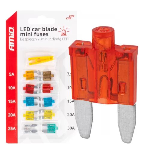 LED automobilio peiliuko tipo standartiniai saugikliai AMIO-04340