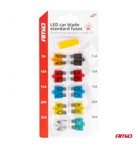 LED automobilio peiliuko tipo standartiniai saugikliai AMIO-04341