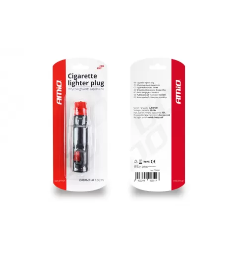 Žiebtuvėlio lizdo kištukas su jungikliu EURO/DIN 12/24V