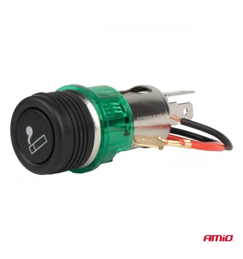 Žiebtuvėlio lizdo rinkinys su žalia lempute 12V CLI-03