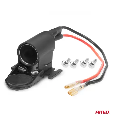 Žiebtuvėlio lizdas su dangteliu 12/24V AMIO-04128