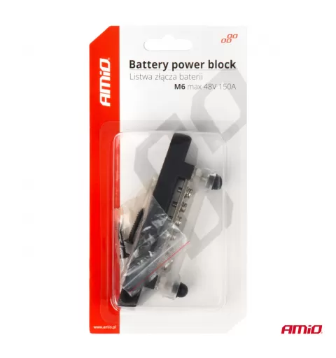 Minuso šyna M6 12V - 48V 150A masės paskirstymo blokas AMIO-03809