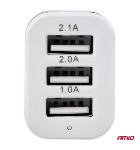 Telefono įkroviklis 3xUSB, baltas, PCH-03