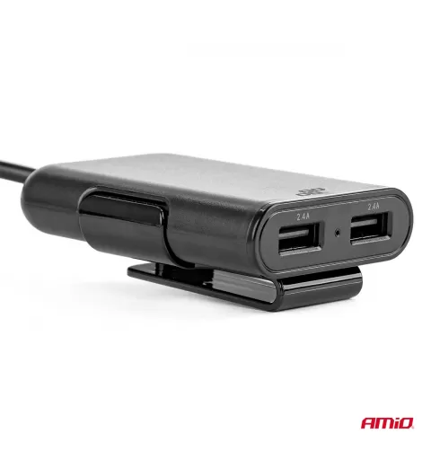 Telefono įkroviklis priekiui-galui su prailgintuvo laidu, 4 USB