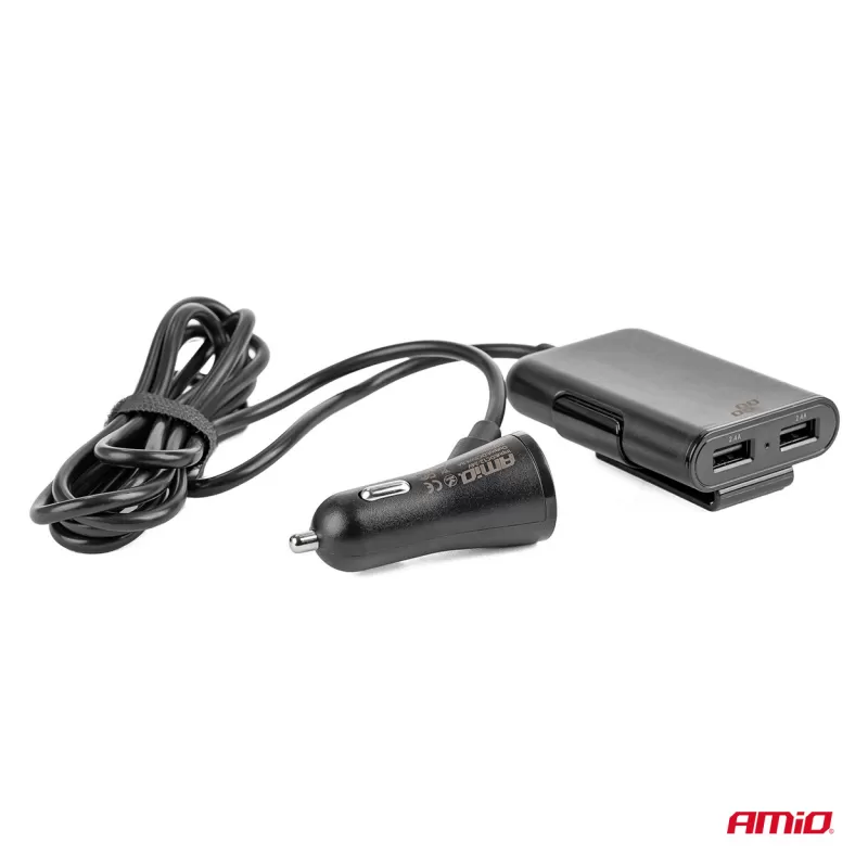 Telefono įkroviklis priekiui-galui su prailgintuvo laidu, 4 USB