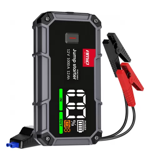 Nešiojamas 3in1 paleidimo įrenginys/LED/išorinė baterija 12V 12Ah 1000A PRO AMIO-04676