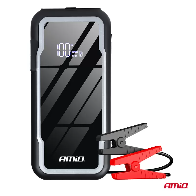 Nešiojamas 3in1 paleidimo įrenginys/LED/išorinė baterija 12V 12Ah 1600A AMIO-04678