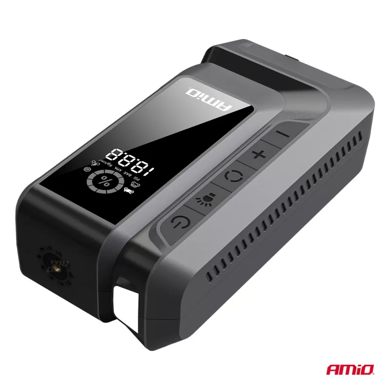 Nešiojamas 4in1 paleidimo įrenginys/LED/oro kompresorius/išorinė baterija 12V 12Ah 1600A AMIO-04677