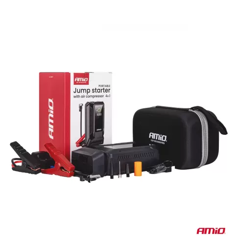 Nešiojamas 4in1 paleidimo įrenginys/LED/oro kompresorius/išorinė baterija 12V 12Ah 1600A AMIO-04677